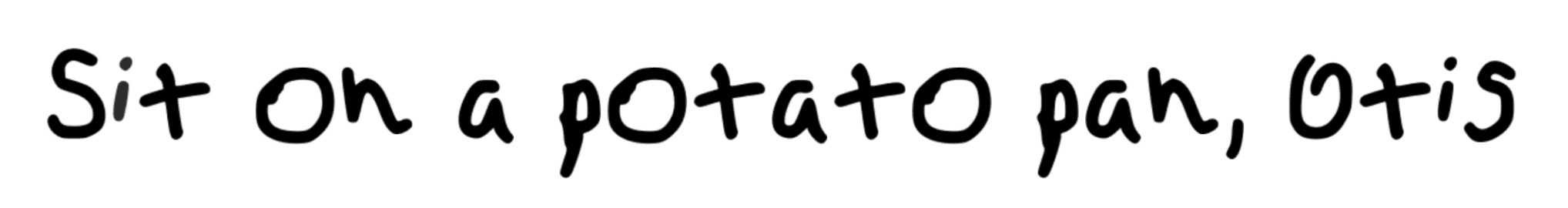 Font with example text, before adjustments