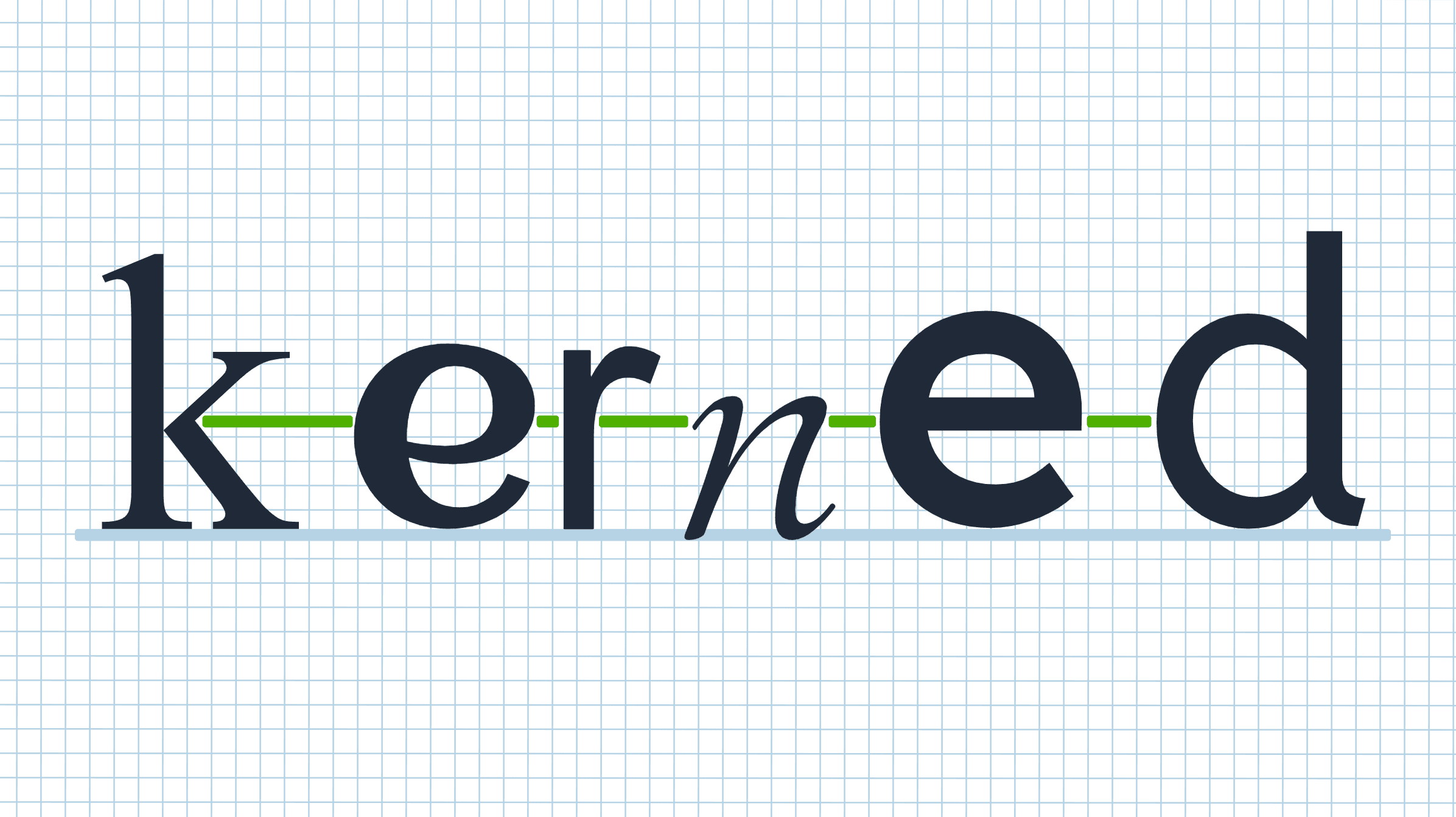 Different letters in different fonts kerned at different amounts