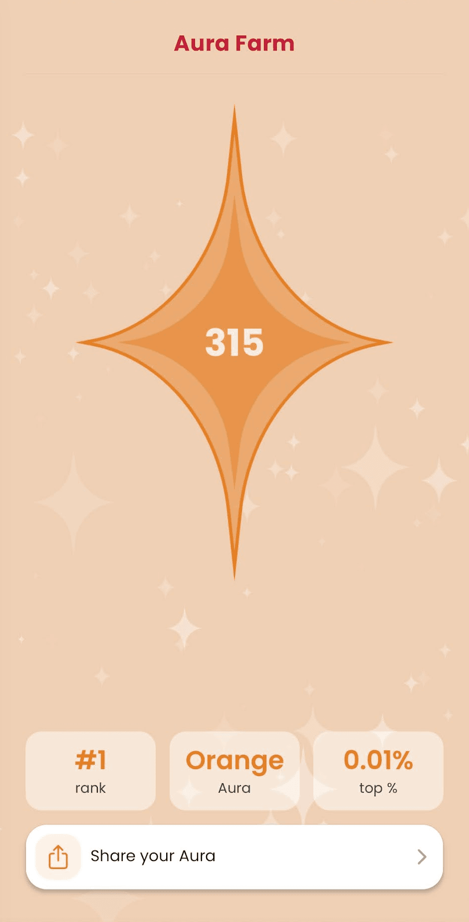 Screenshot of Aura Farm showing the user with Orange Aura.